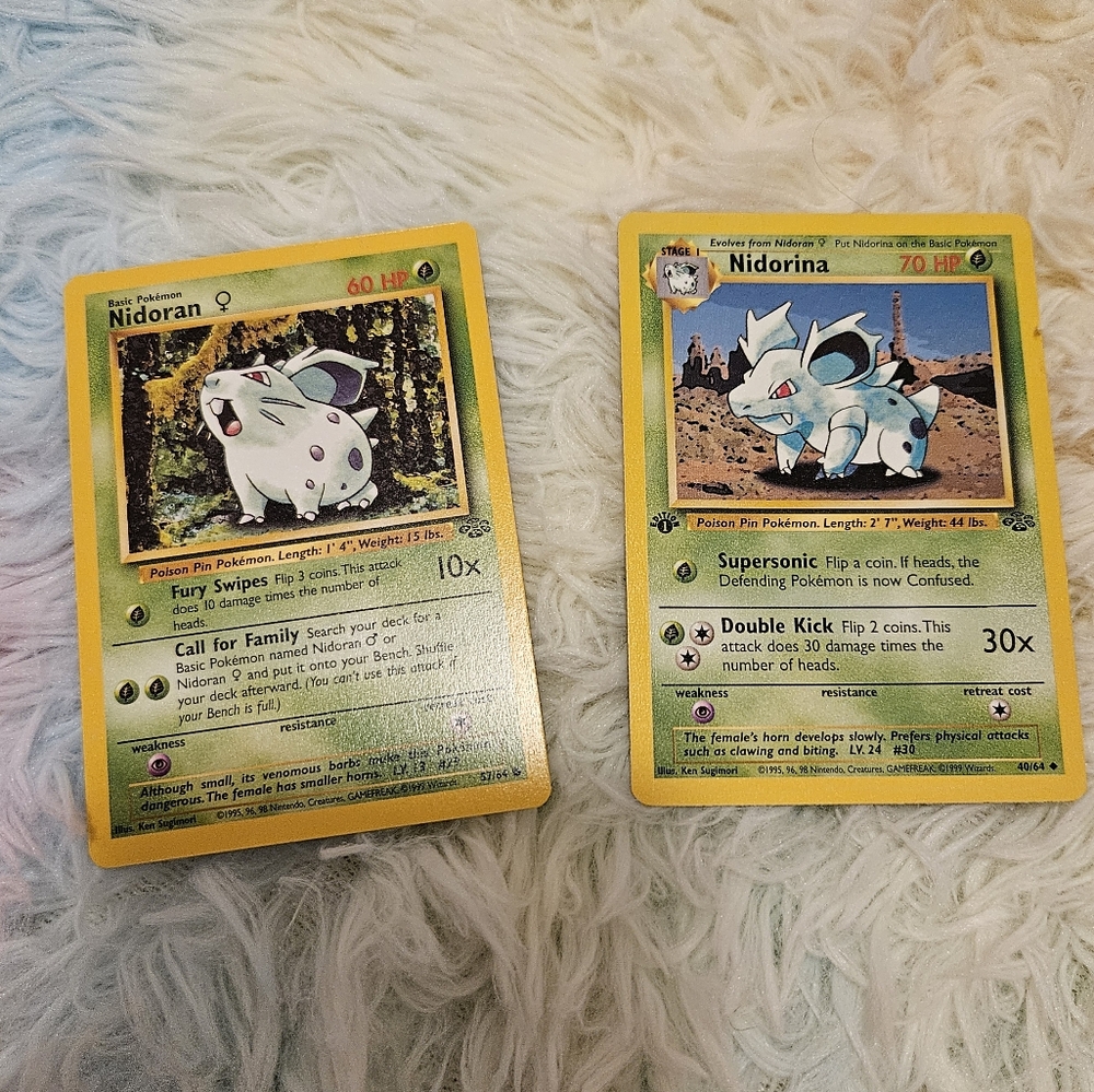 Set of 2 Pokemon Cards - Nidoran & Nidorina